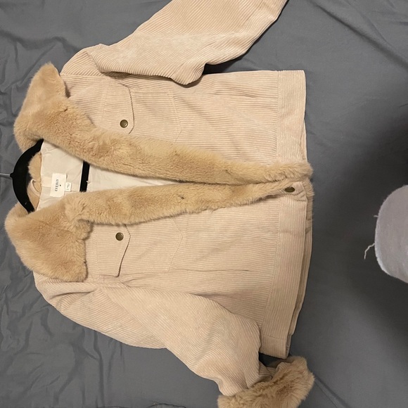 Corduroy pale pink fur jacket - Picture 5 of 5